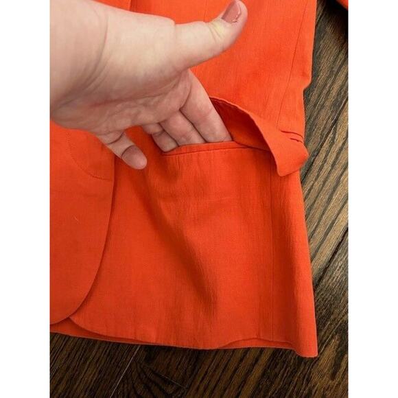 Vince Blazer Jacket Long Sleeves Collared Pockets Wool Metallic Orange Size 4 - Picture 6 of 13